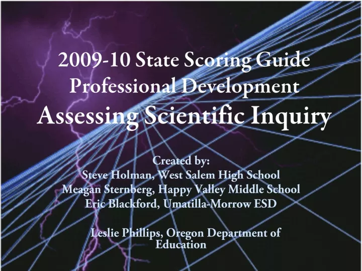2009 10 state scoring guide professional development assessing scientific inquiry