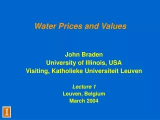 Water Prices and Values