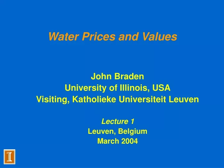 water prices and values