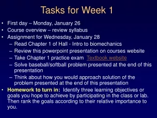 Tasks for Week 1