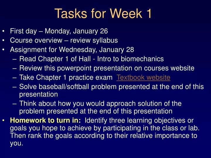 tasks for week 1