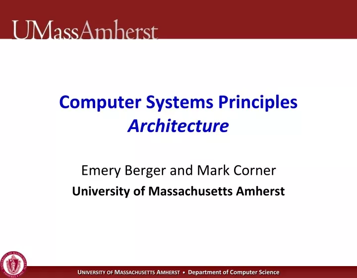 computer systems principles architecture