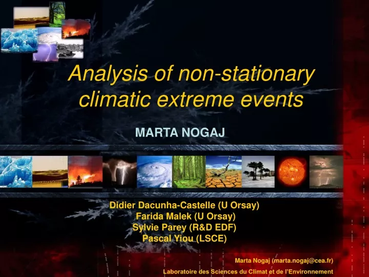 analysis of non stationary climatic extreme events