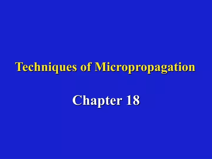 techniques of micropropagation