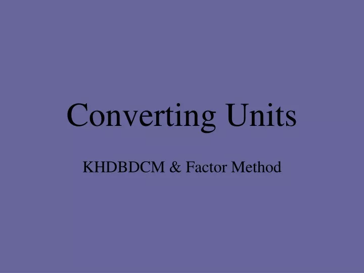 converting units