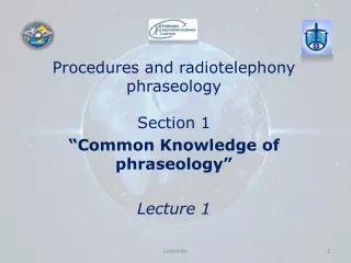 Procedures and radiotelephony phraseology Section 1 “Common Knowledge of phraseology” Lecture 1