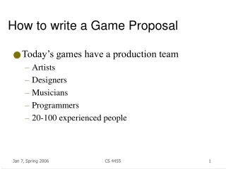 How to write a Game Proposal
