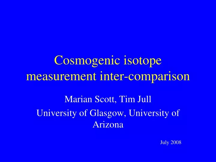 cosmogenic isotope measurement inter comparison