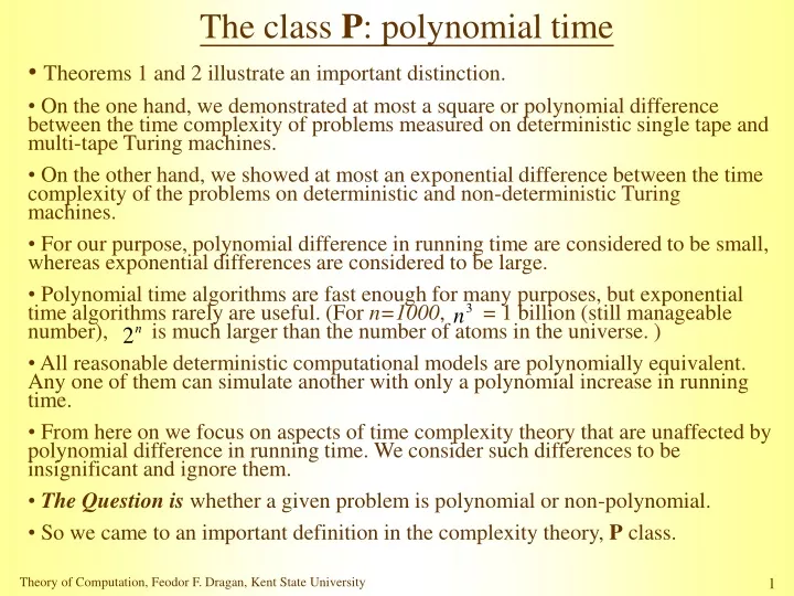 the class p polynomial time