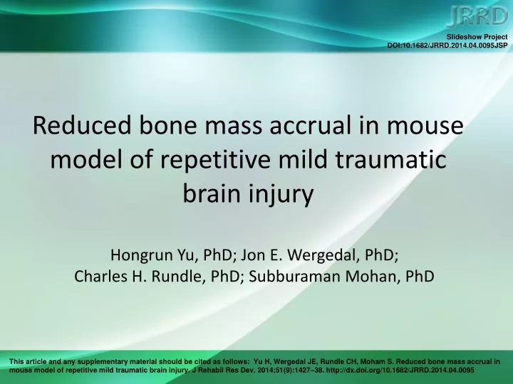 reduced bone mass accrual in mouse model of repetitive mild traumatic brain injury
