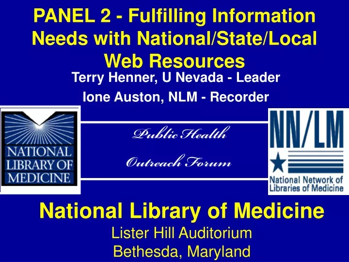 panel 2 fulfilling information needs with national state local web resources