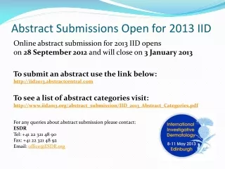 Abstract Submissions Open for 2013 IID