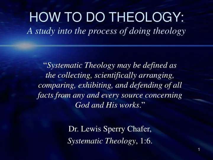 how to do theology a study into the process of doing theology