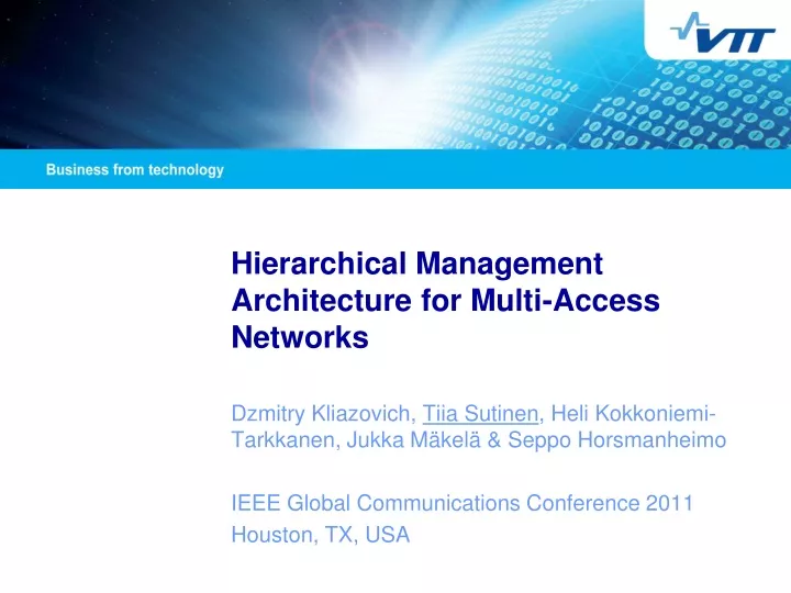 hierarchical management architecture for multi access networks