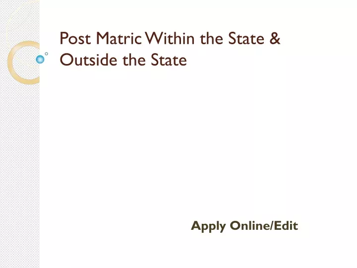 post matric within the state outside the state