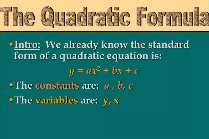 the quadratic formula