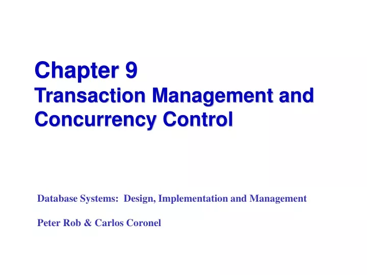 chapter 9 transaction management and concurrency control