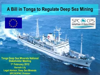 A Bill in Tonga to Regulate Deep Sea Mining