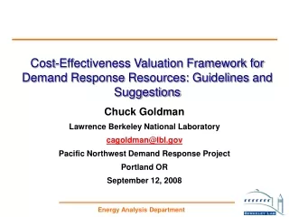 Cost-Effectiveness Valuation Framework for Demand Response Resources: Guidelines and Suggestions