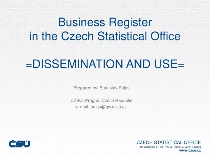 business register in the czech statistical office dissemination and use
