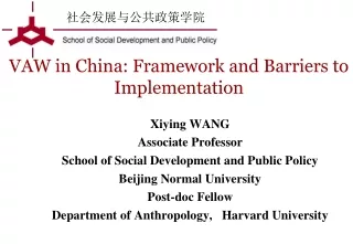 VAW in China: Framework and Barriers to  Implementation