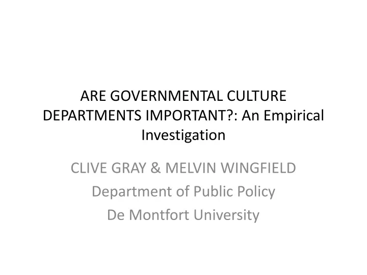 are governmental culture departments important an empirical investigation