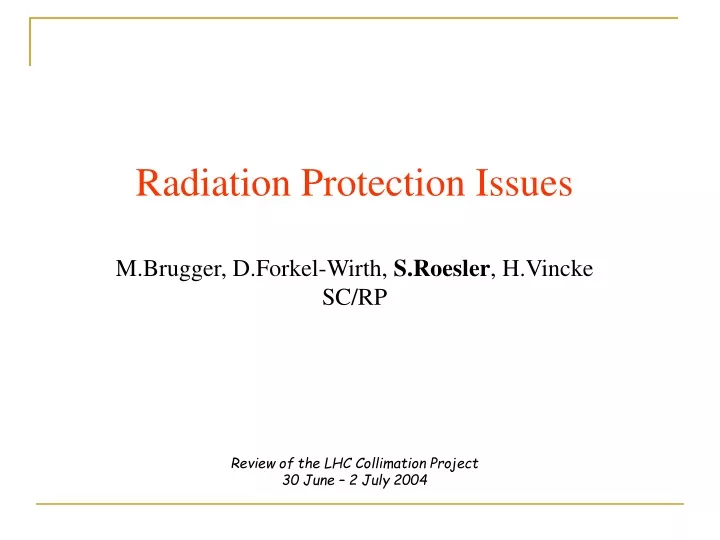 radiation protection issues m brugger d forkel