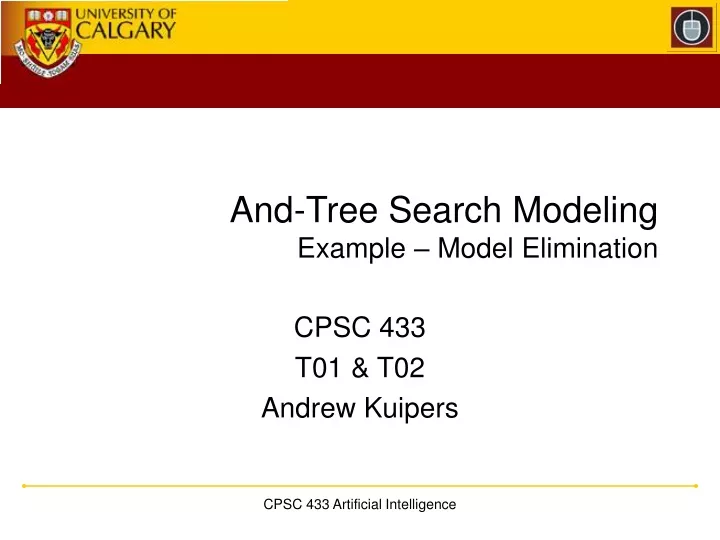 and tree search modeling example model elimination