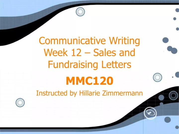 communicative writing week 12 sales and fundraising letters