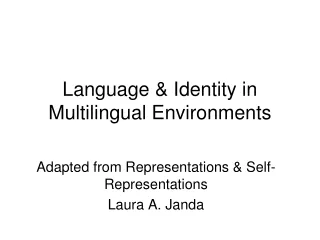 Language &amp; Identity in Multilingual Environments