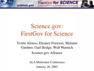 Science:  FirstGov for Science