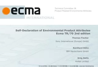 Self-Declaration of Environmental Product Attributes Ecma TR/70 2nd edition