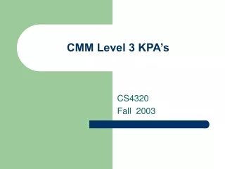 CMM Level 3 KPA’s