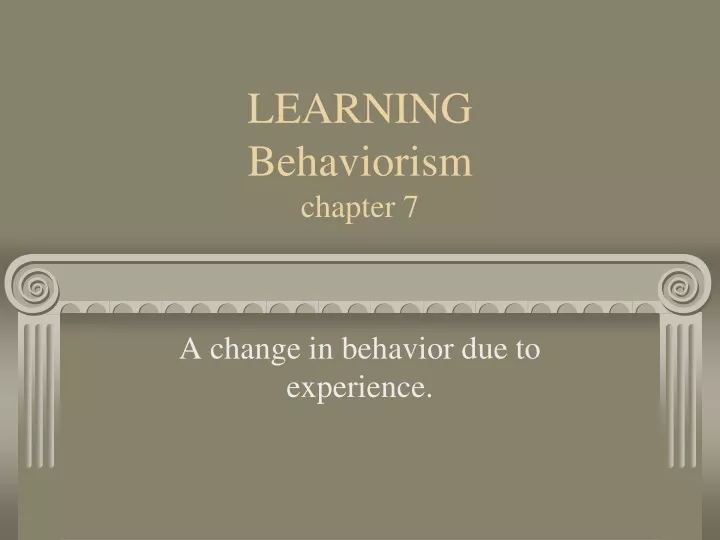 learning behaviorism chapter 7