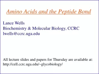 Amino Acids and the Peptide Bond