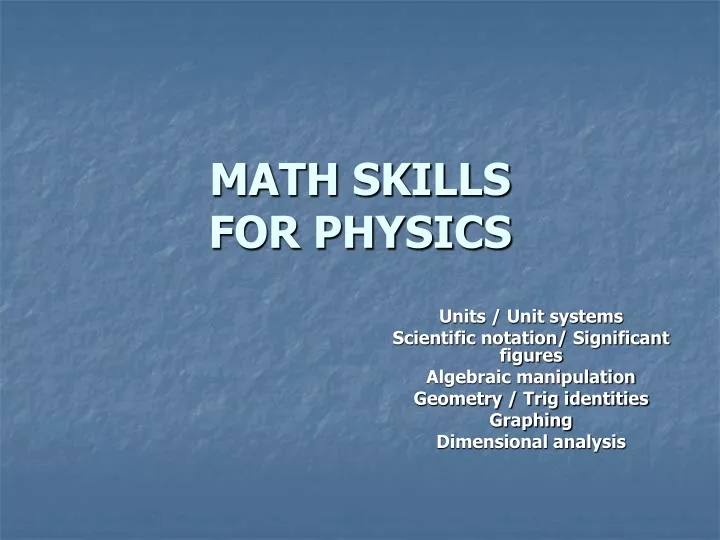 math skills for physics