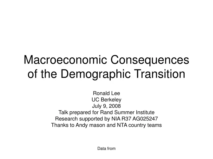 macroeconomic consequences of the demographic transition