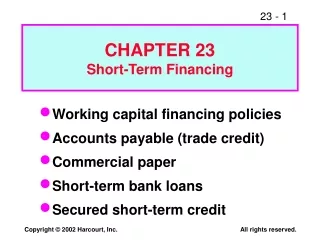 CHAPTER 23 Short-Term Financing
