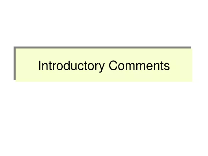 introductory comments