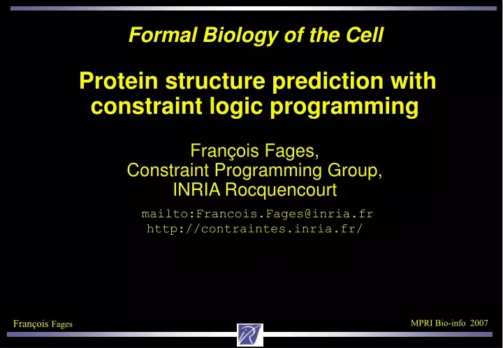 formal biology of the cell protein structure
