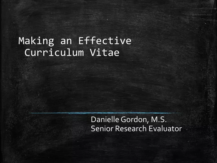 making an effective curriculum vitae