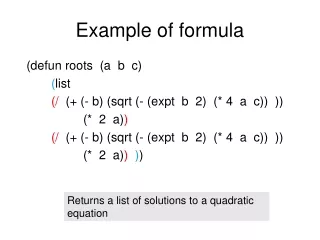 Example of formula