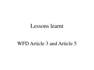 Lessons learnt