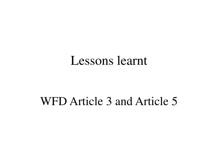 lessons learnt