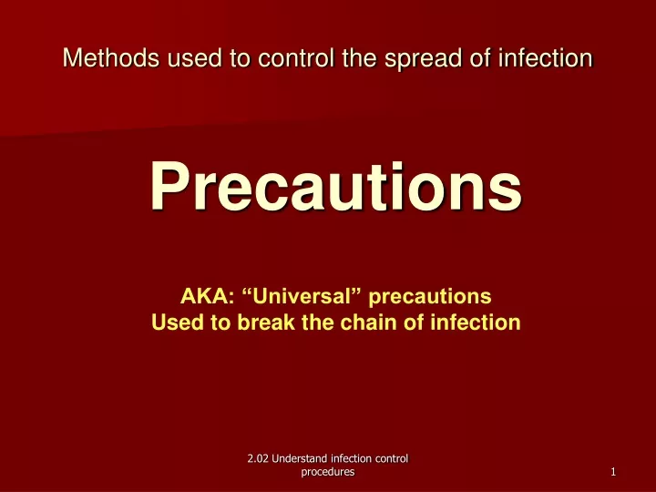 methods used to control the spread of infection