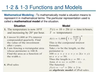 1- 2 &amp; 1-3 Functions  and Models