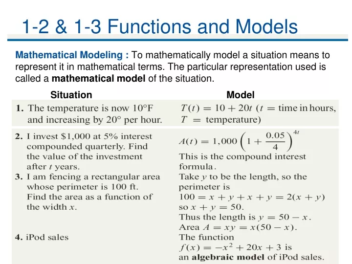 1 2 1 3 functions and models