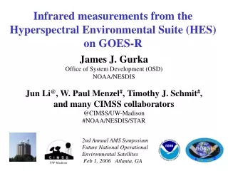 Infrared measurements from the Hyperspectral Environmental Suite (HES) on GOES-R