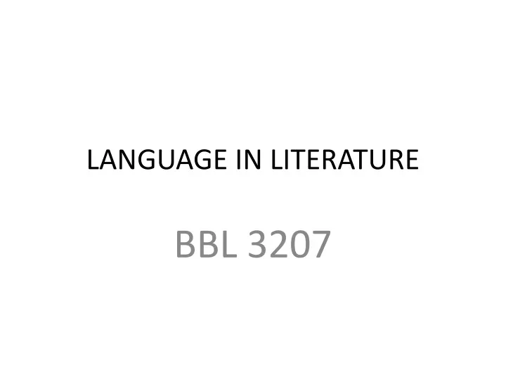 language in literature