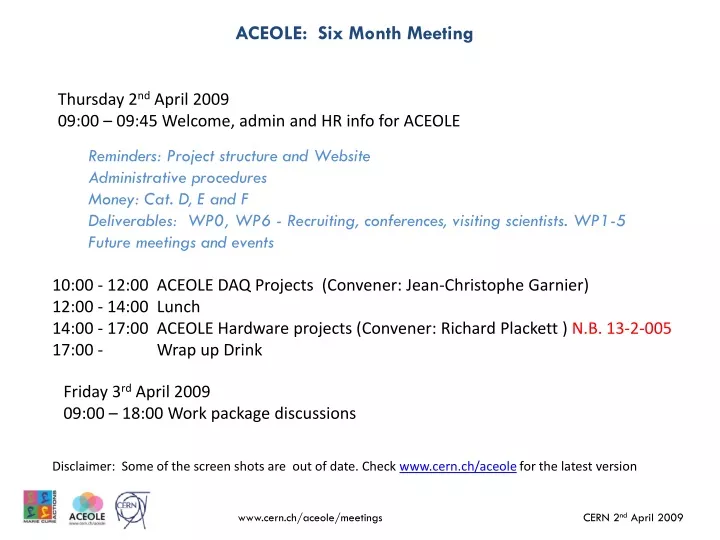 aceole six month meeting